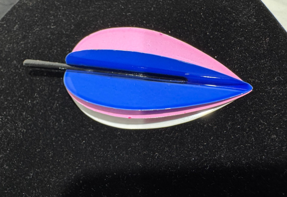 Vtg Corocraft Metal Enamel Flower Brooch Tulip Petal Blue Pink Layered 3.75"